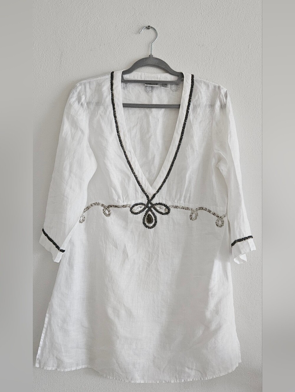 Chico's White Linen Shirt with Subtle Texture